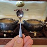 Pair of silver metal Orbrille salerons