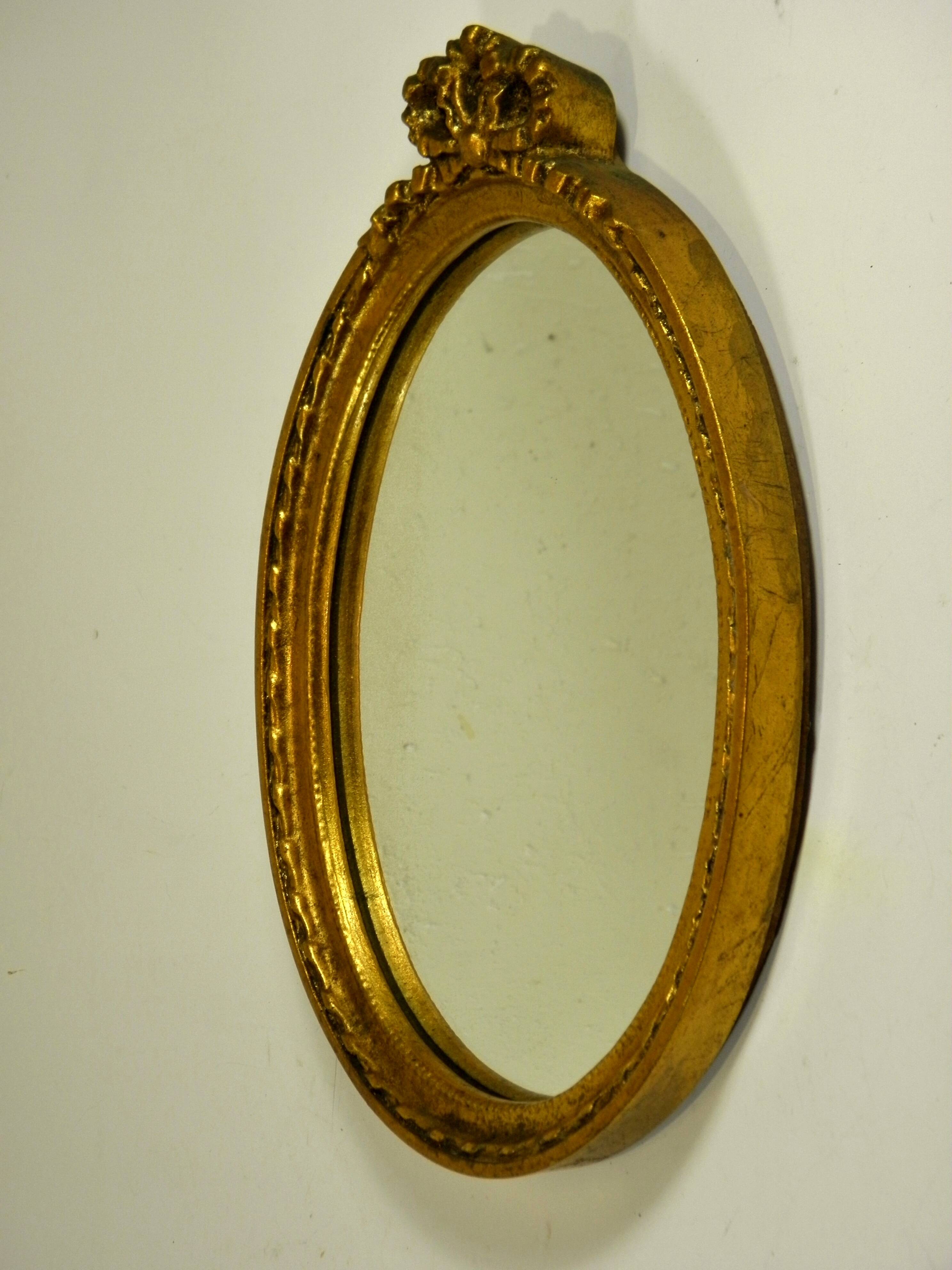 Oval mirror gold frame 28 x 20 cm