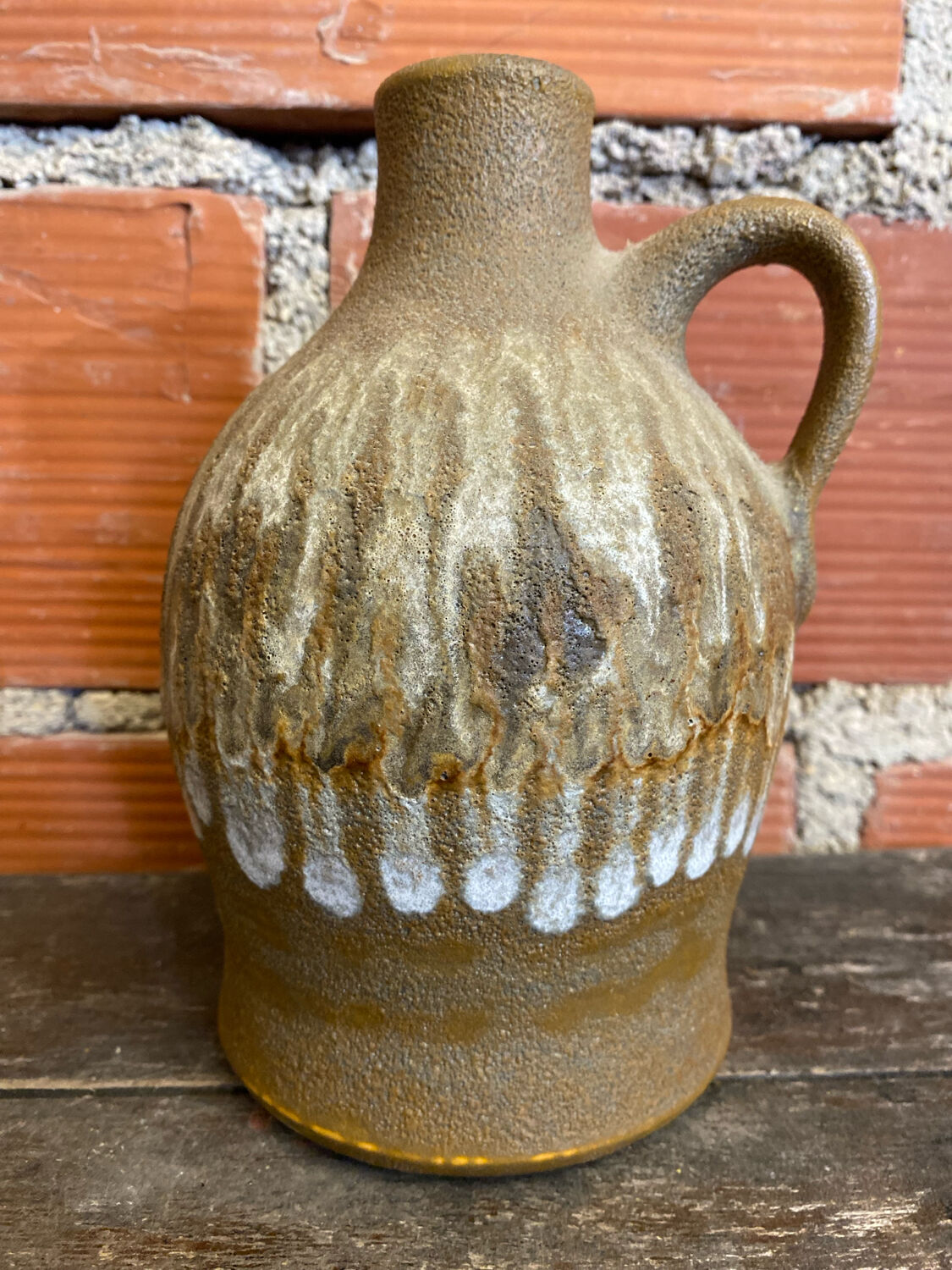 Vase Ancien Céramique Flammée Brune Années 70 Vintage