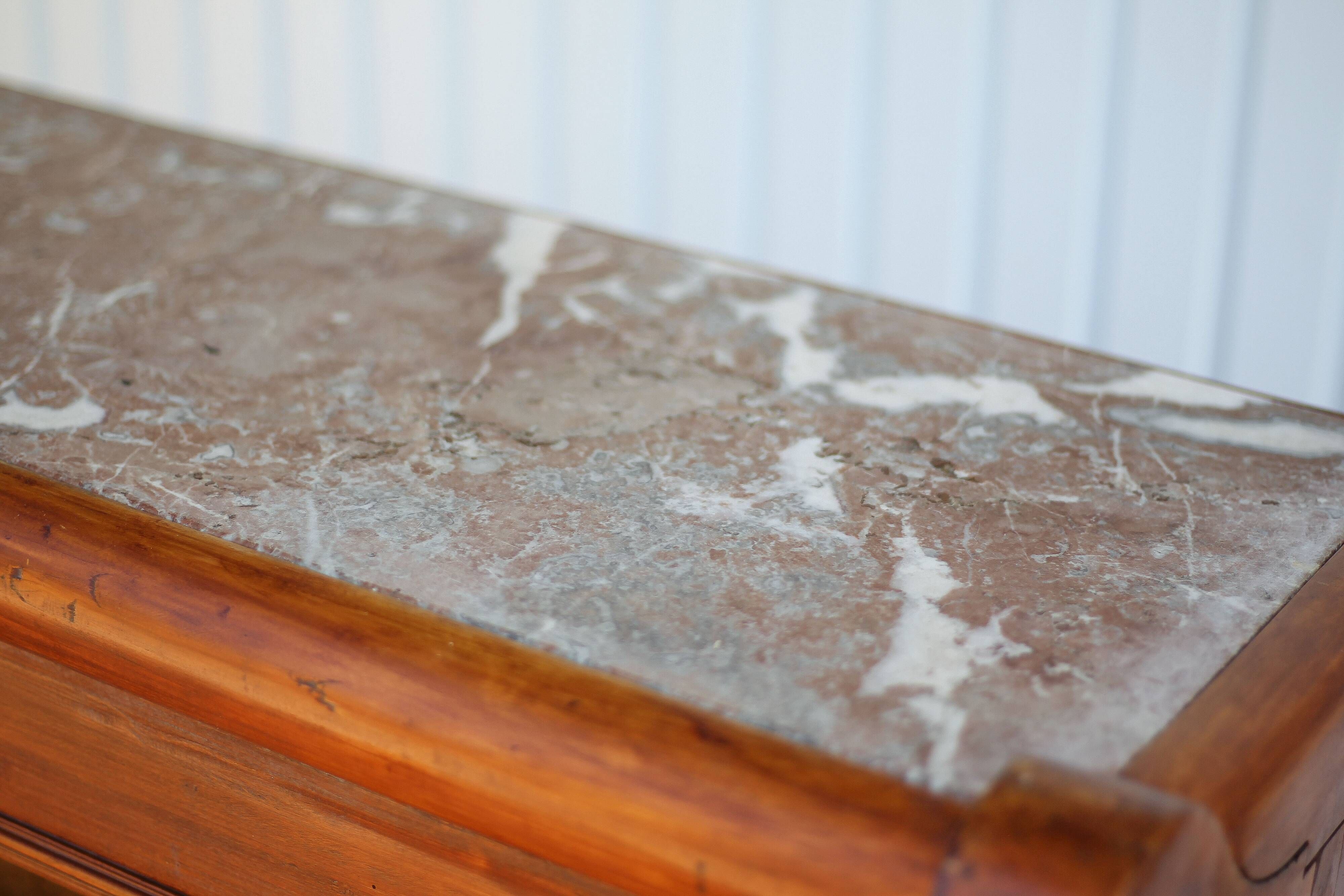 Handcrafted wooden bar, mirror bar and marble slab, wooden furniture