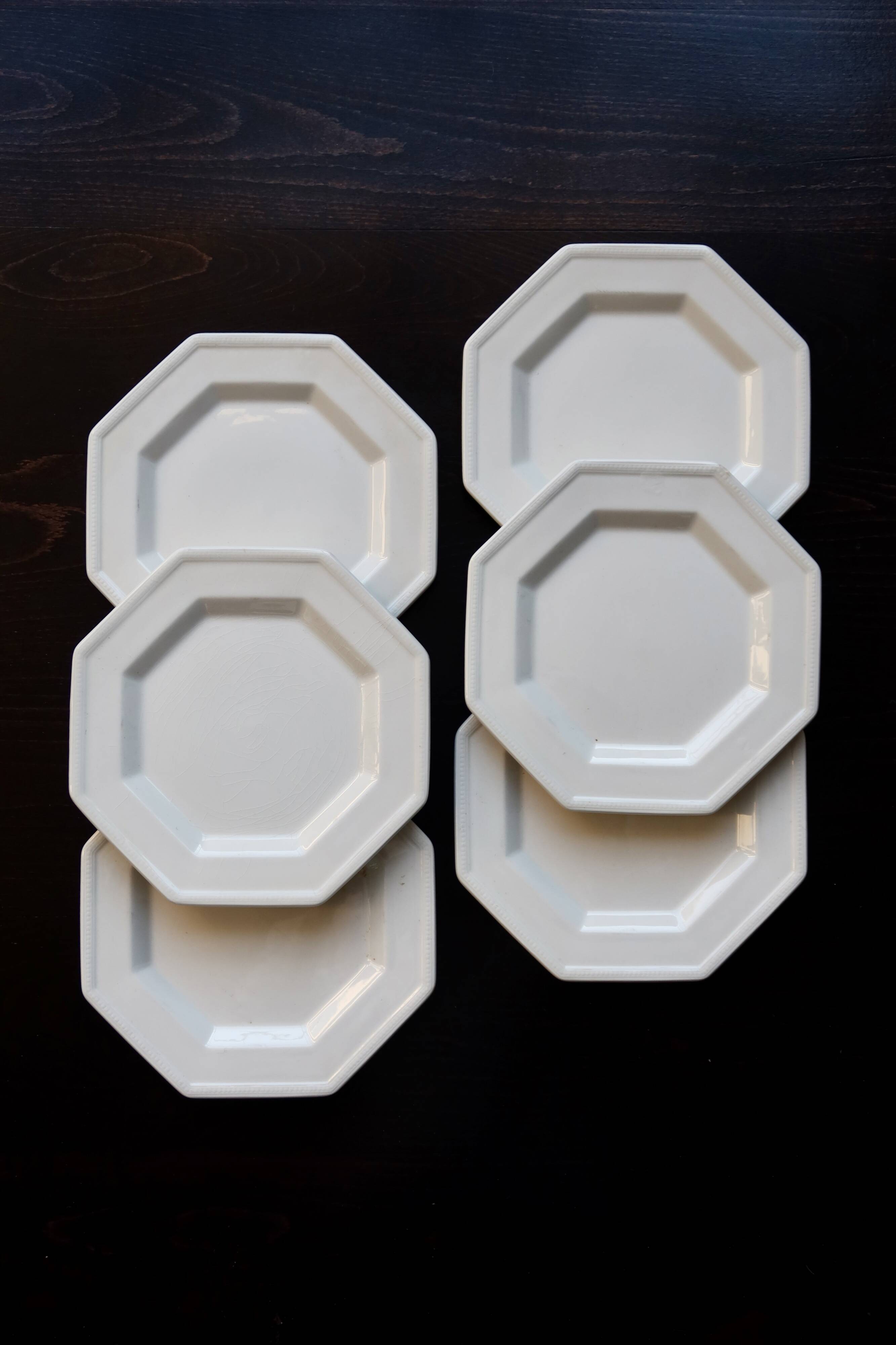 6 vintage octagonal beaded dessert plates - Johnson Brothers