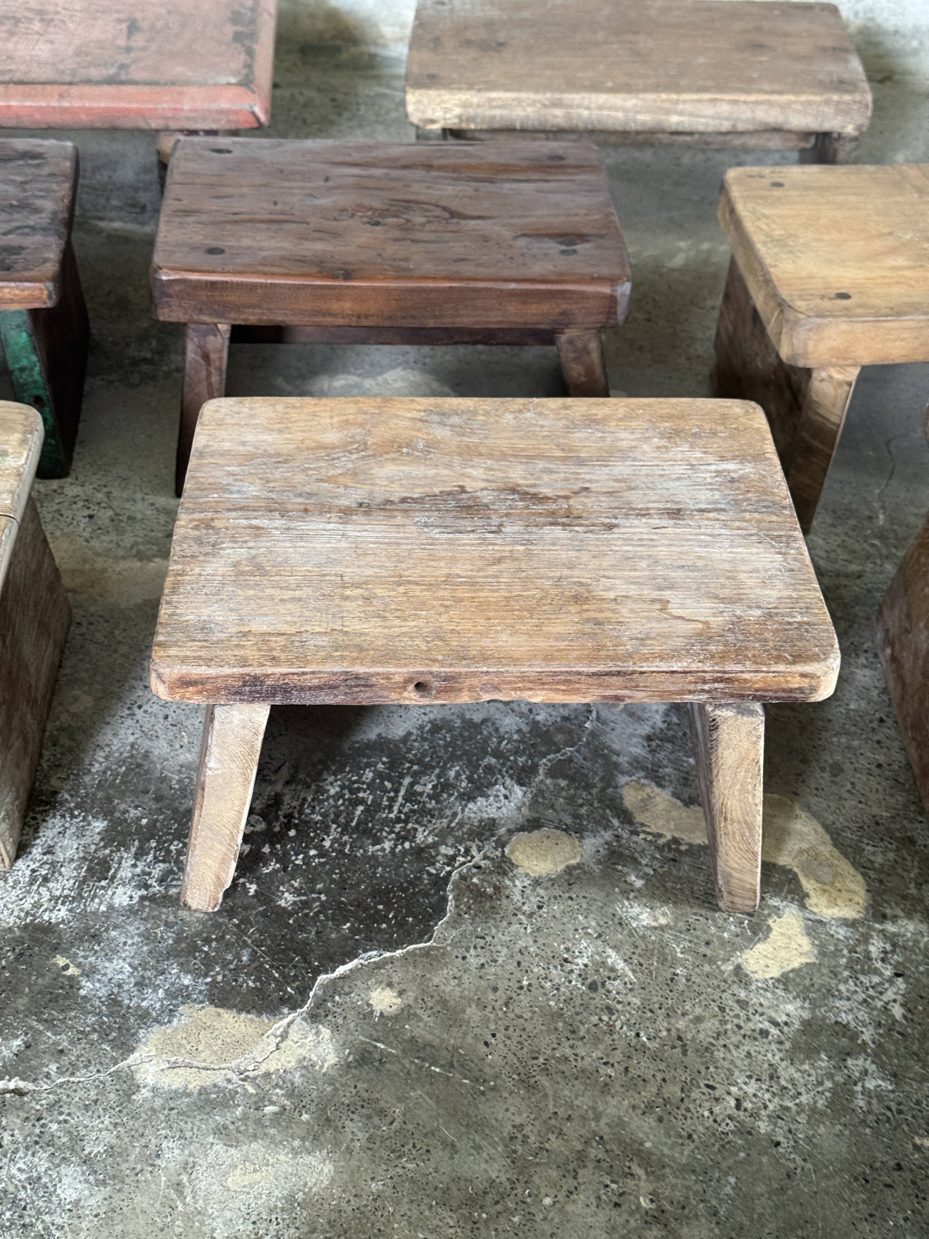 Small auxiliary stool in light antique teak (3302)