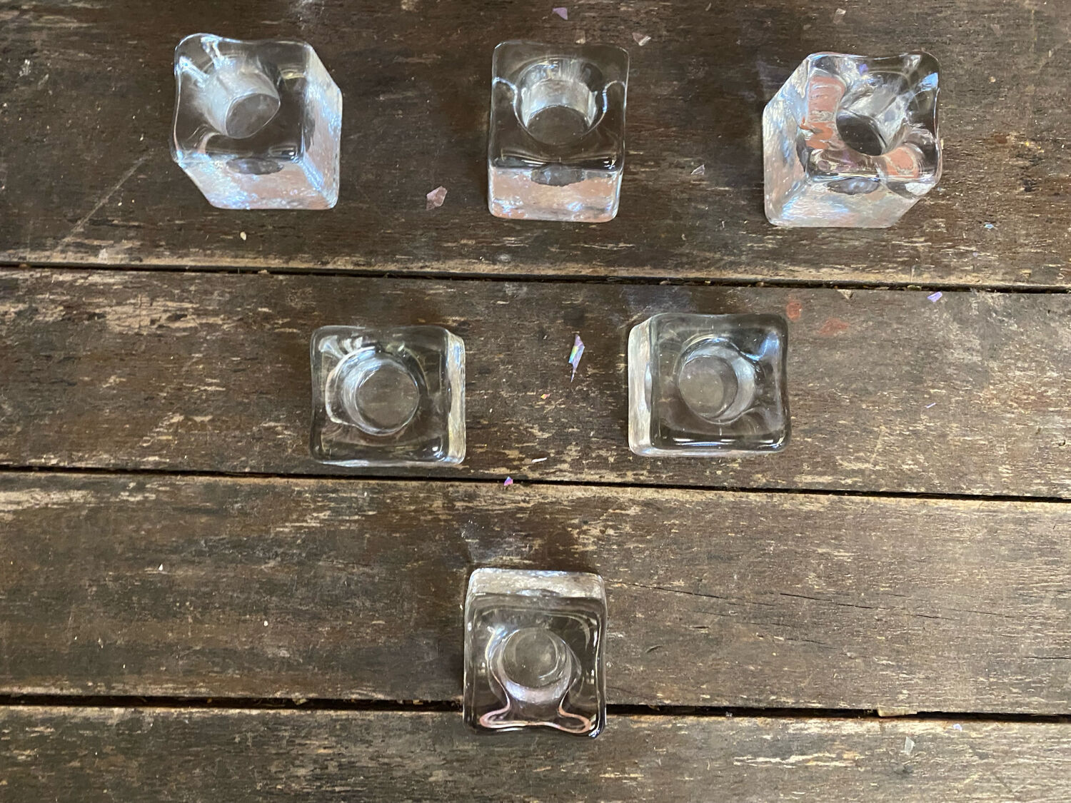 Set of 6 Blenko Ice Design Candle Holders Glass 1970s Vintage