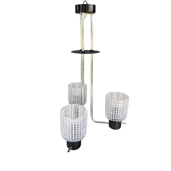 Suspension Elektroinstala Jílové, Tchécoslovaquie, années 1970, verre gaufré