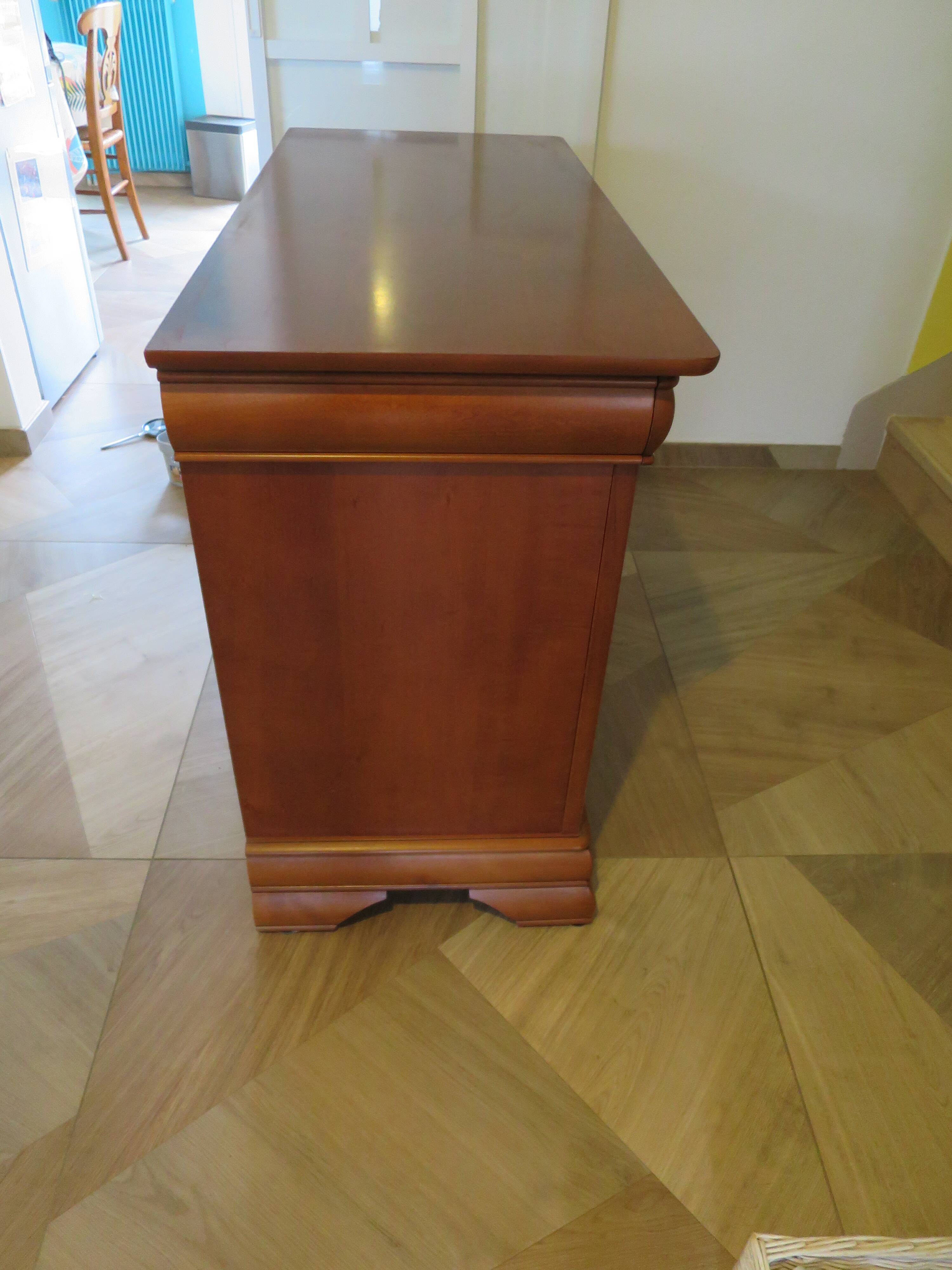 Chest of drawers in solid cherry wood with a curved top - Louis Philippe style - 4 drawers