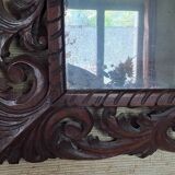 Rectangular Bisaut mirror with carved wooden frame, HENRI II style