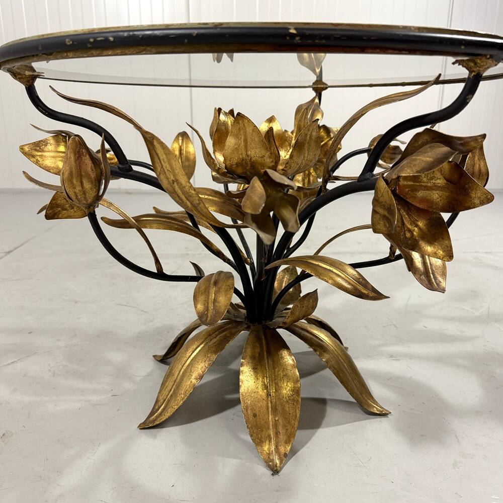 Hans Kögl gilded metal and glass coffee / side table