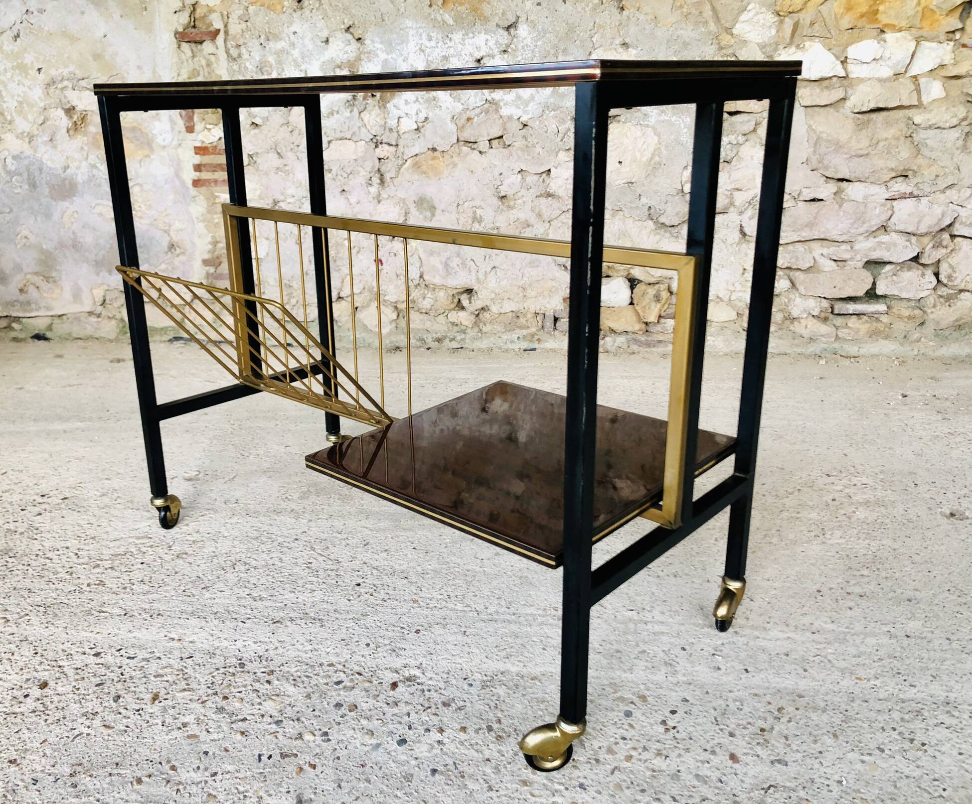 Console/ meuble hifi stereo en palissandre et metal , circa 70's