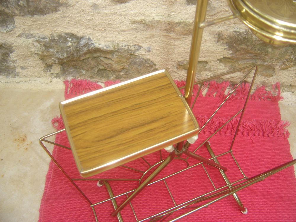 Gilded metal magazine rack and ashtray