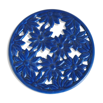 Old French blue enamelled cast iron underside