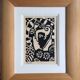 Jean-henri brossat (1946). the 3 faces. linocut.