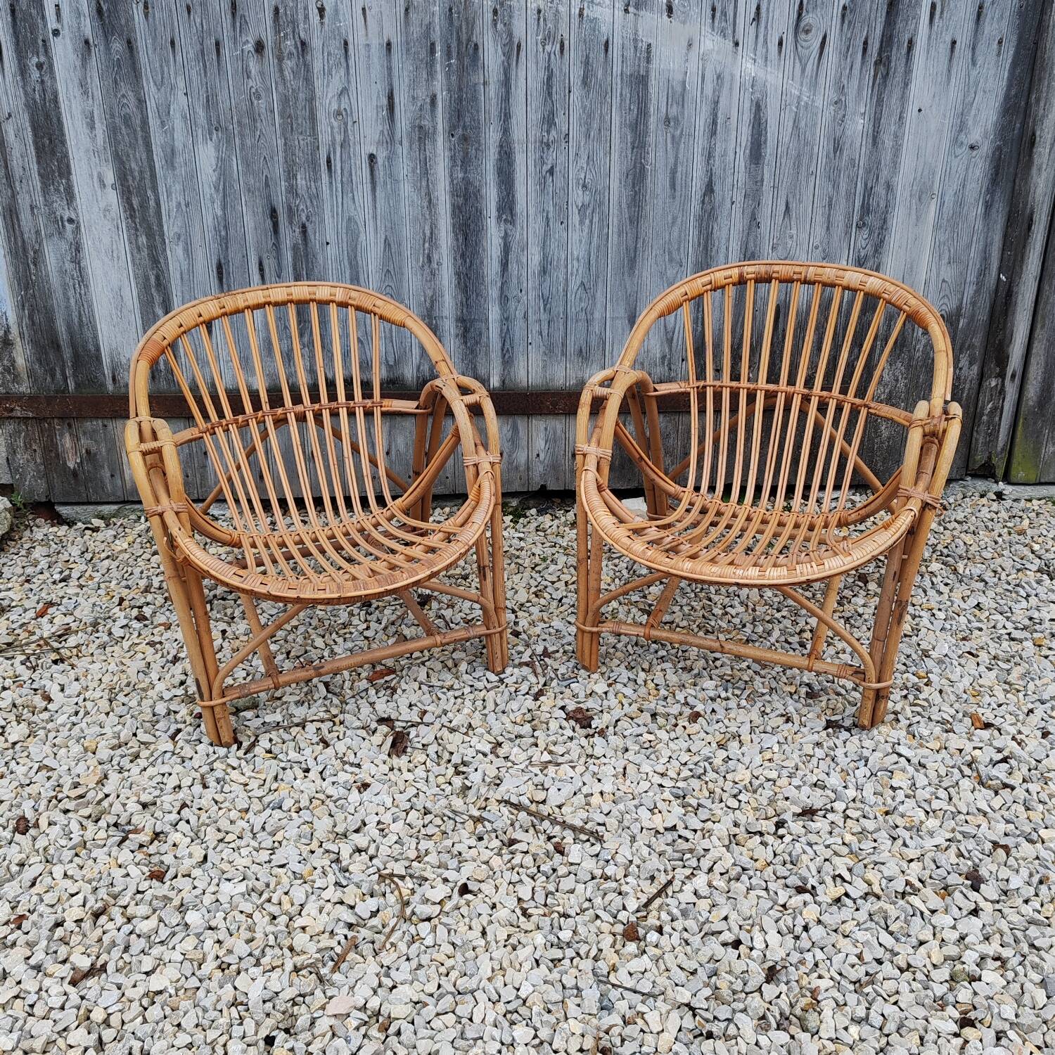 Vintage rattan armchairs from the 60s