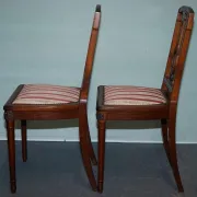 Set of Vintage Wooden Dining Chairs with Carved Details