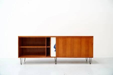 Alfred Hendrickx, Sideboard with Ceramic Art by Willy Meysmans