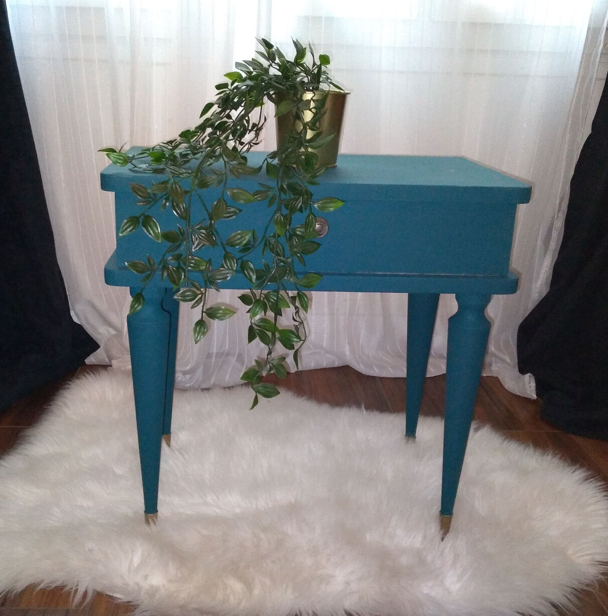 Bedside table blue, vintage 50/60s