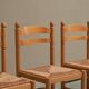 Set of 4 Mid Century beech dining chairs from the 1970s.