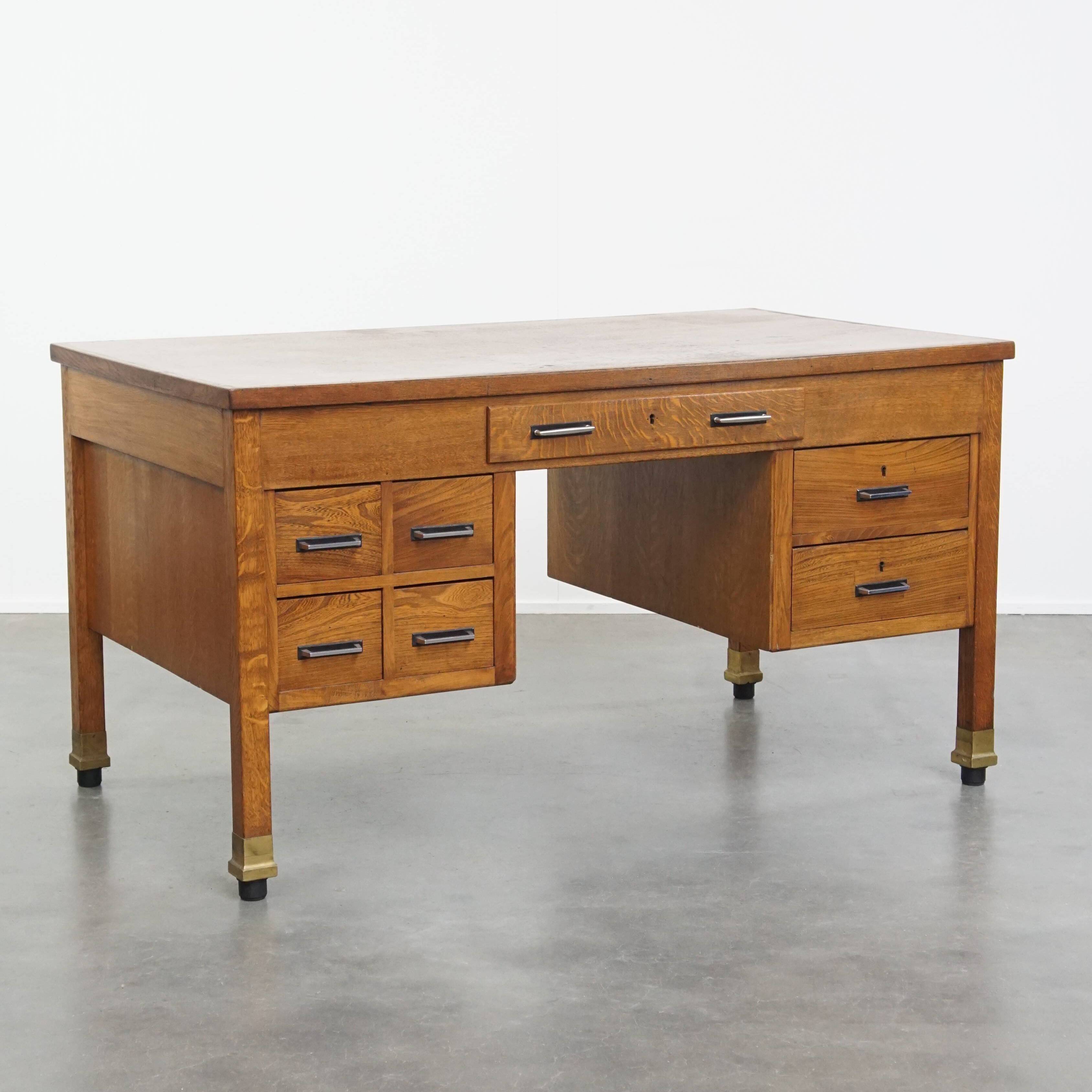 Bureau Art Déco en chêne ancien du début du XXe siècle