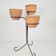 Brutalist Wrought Iron Plant Stand with Handmade Terracotta Pots, 1970s, Set of 4