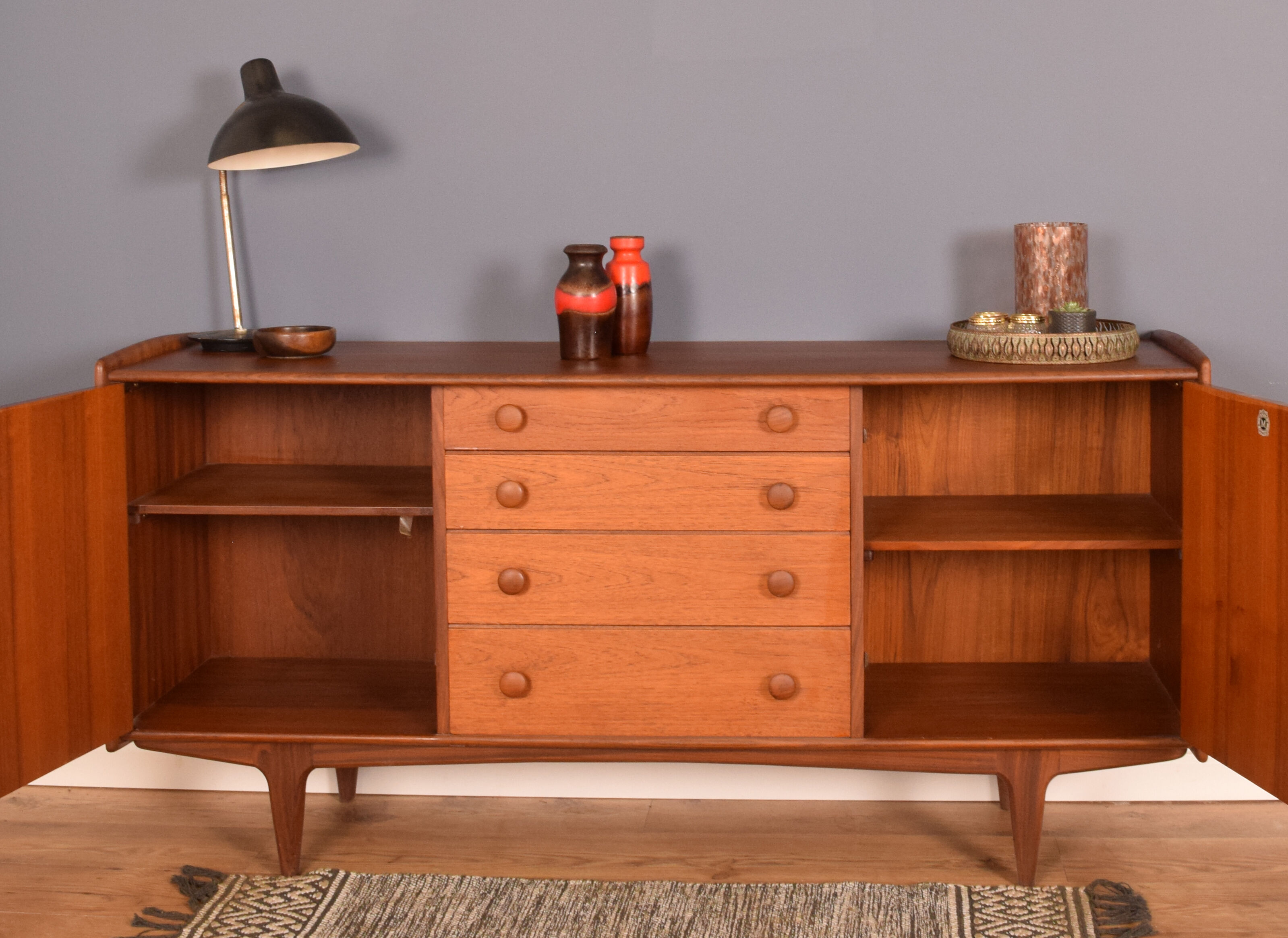 Restored Long A.Younger Afromosia And Teak Retro Sideboard