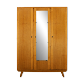 Armoire scandinave vintage à pieds compas et miroir