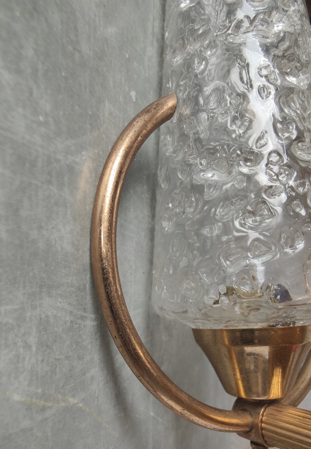 Paire appliques verre et métal doré