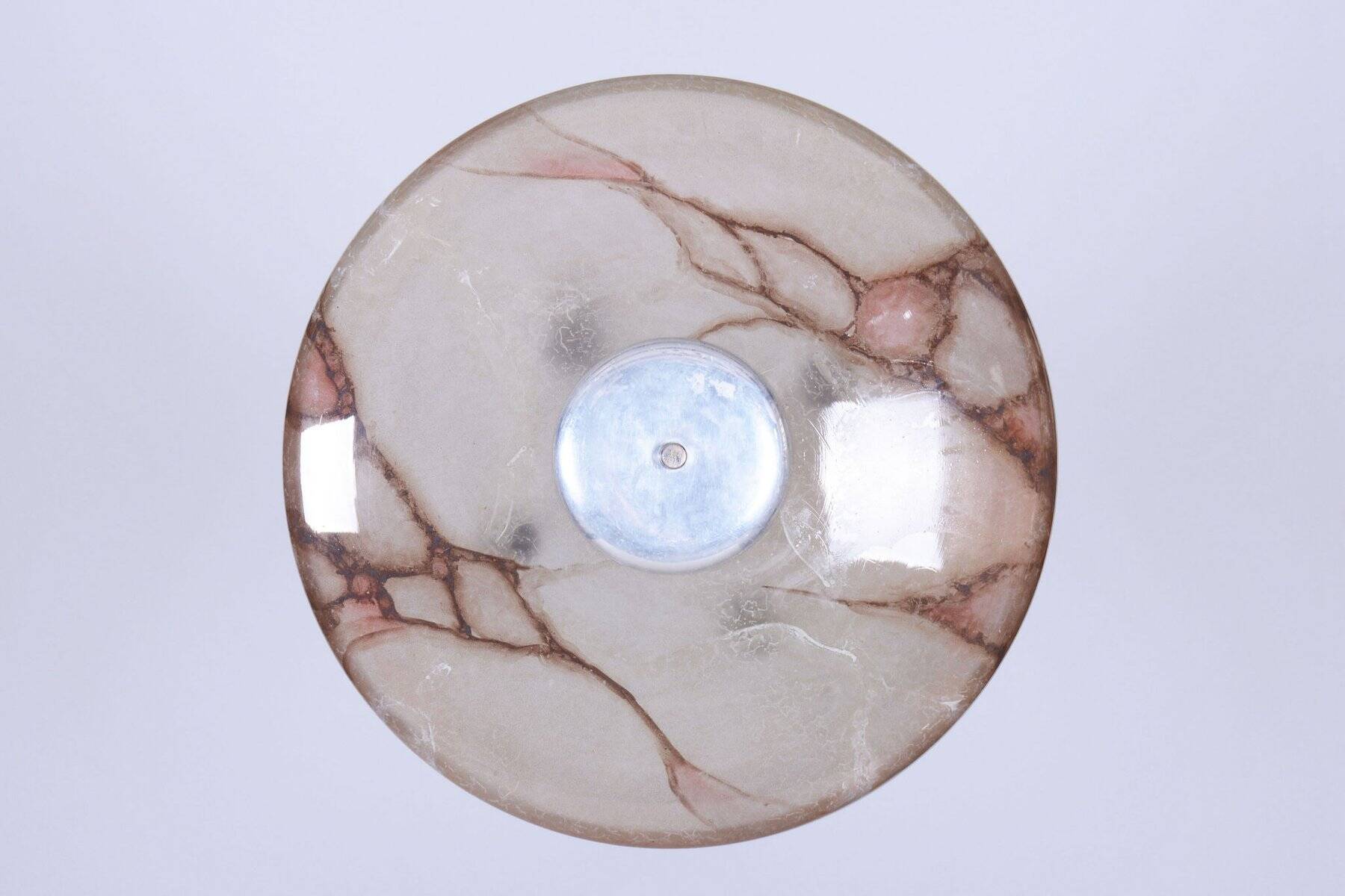 Art Deco Chandelier in Aluminium and Marbled Glass, Czech, 1940s