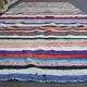 1970s Vintage Turkish Oushak Handmade Wool Cotton Blue Runner Rug 142x347