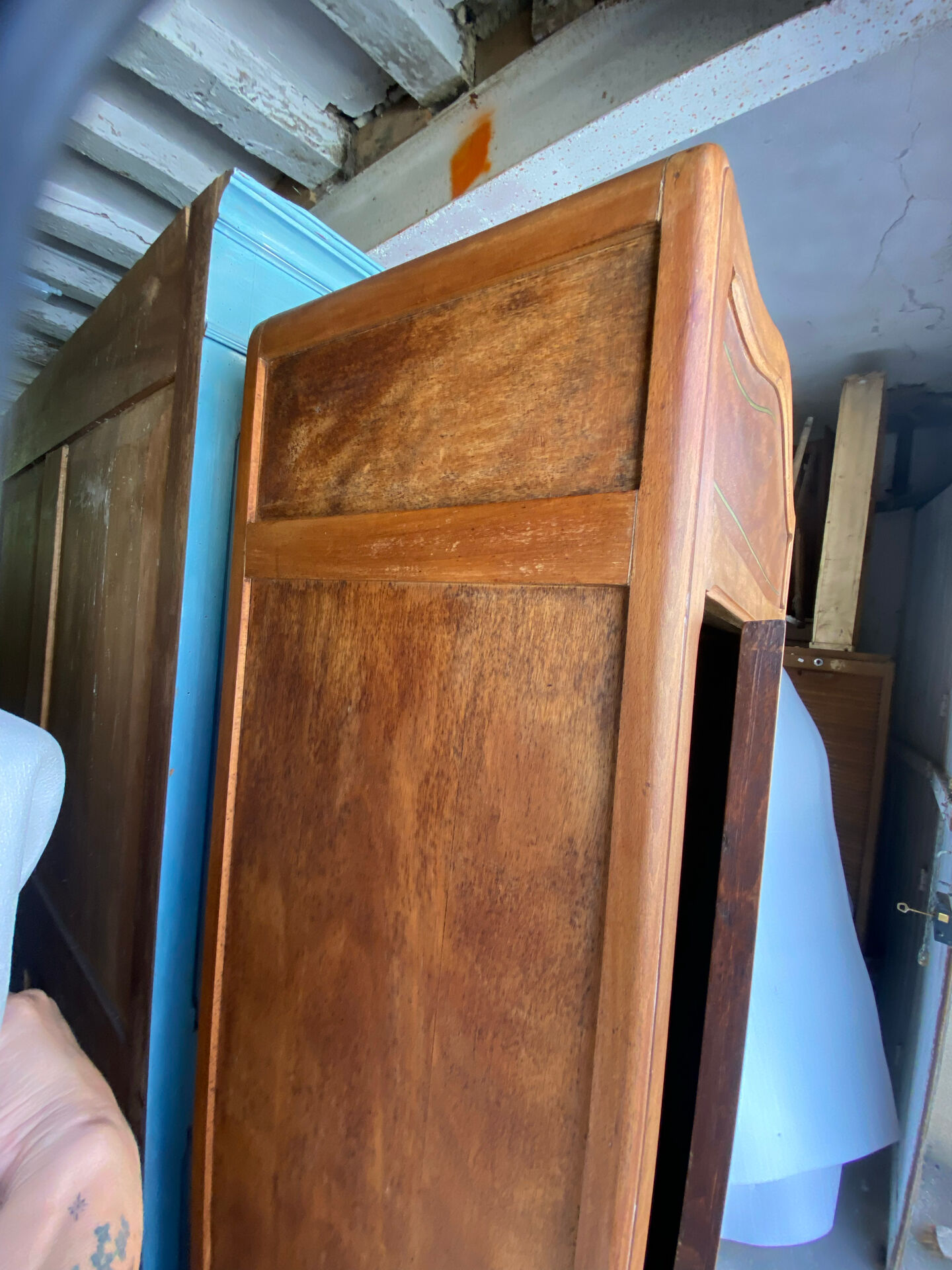 Art Deco wardrobe with oval mirror