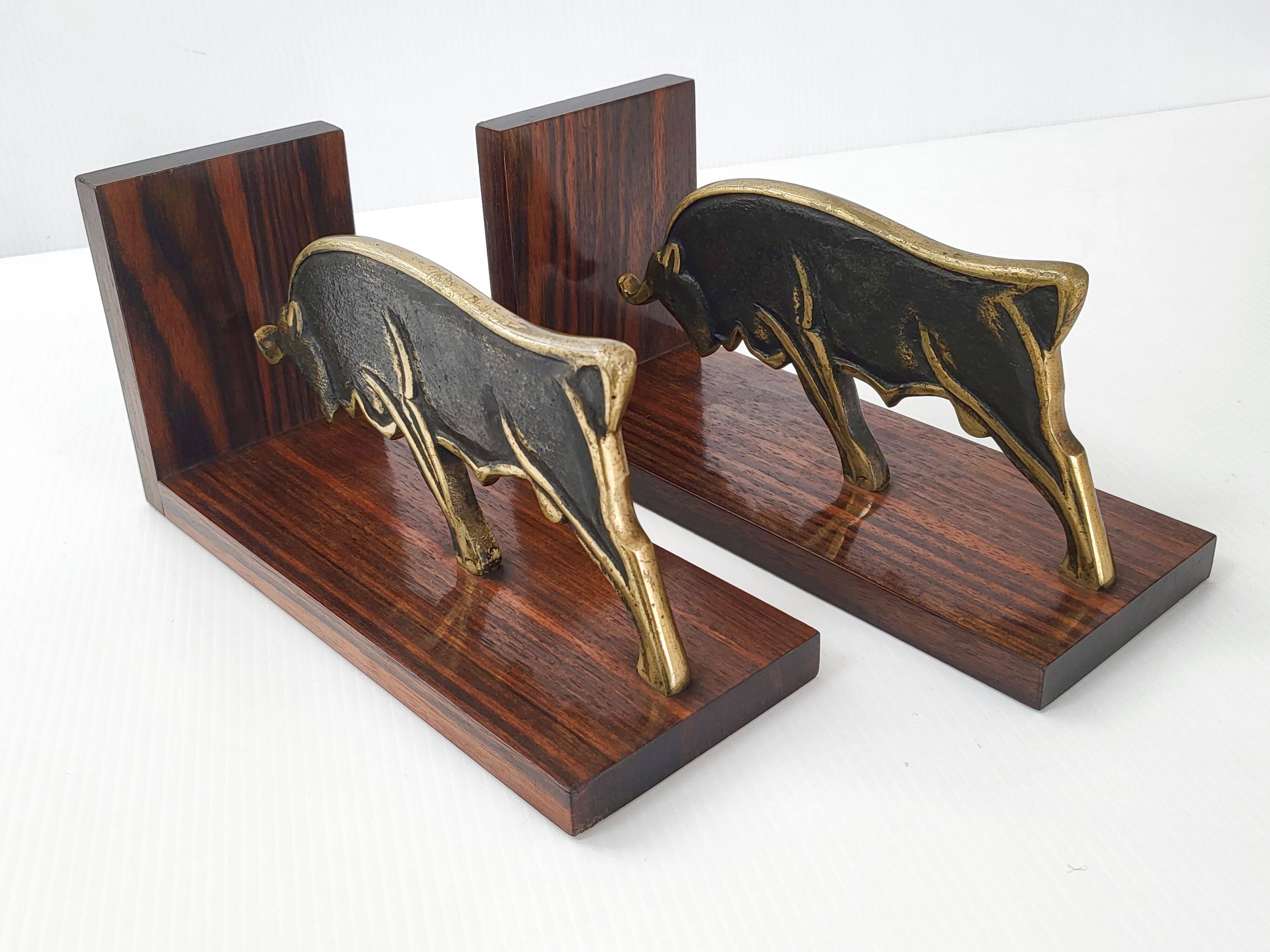 Pair of vintage bulls bookends 1960