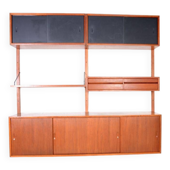 Vintage modular wall system with Poul Cadovius sideboard