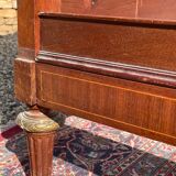 Louis XVI style marquetry & bronze bed and bedside table
