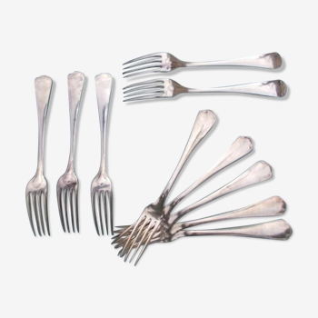 10 fourchettes métal argenté Christofle