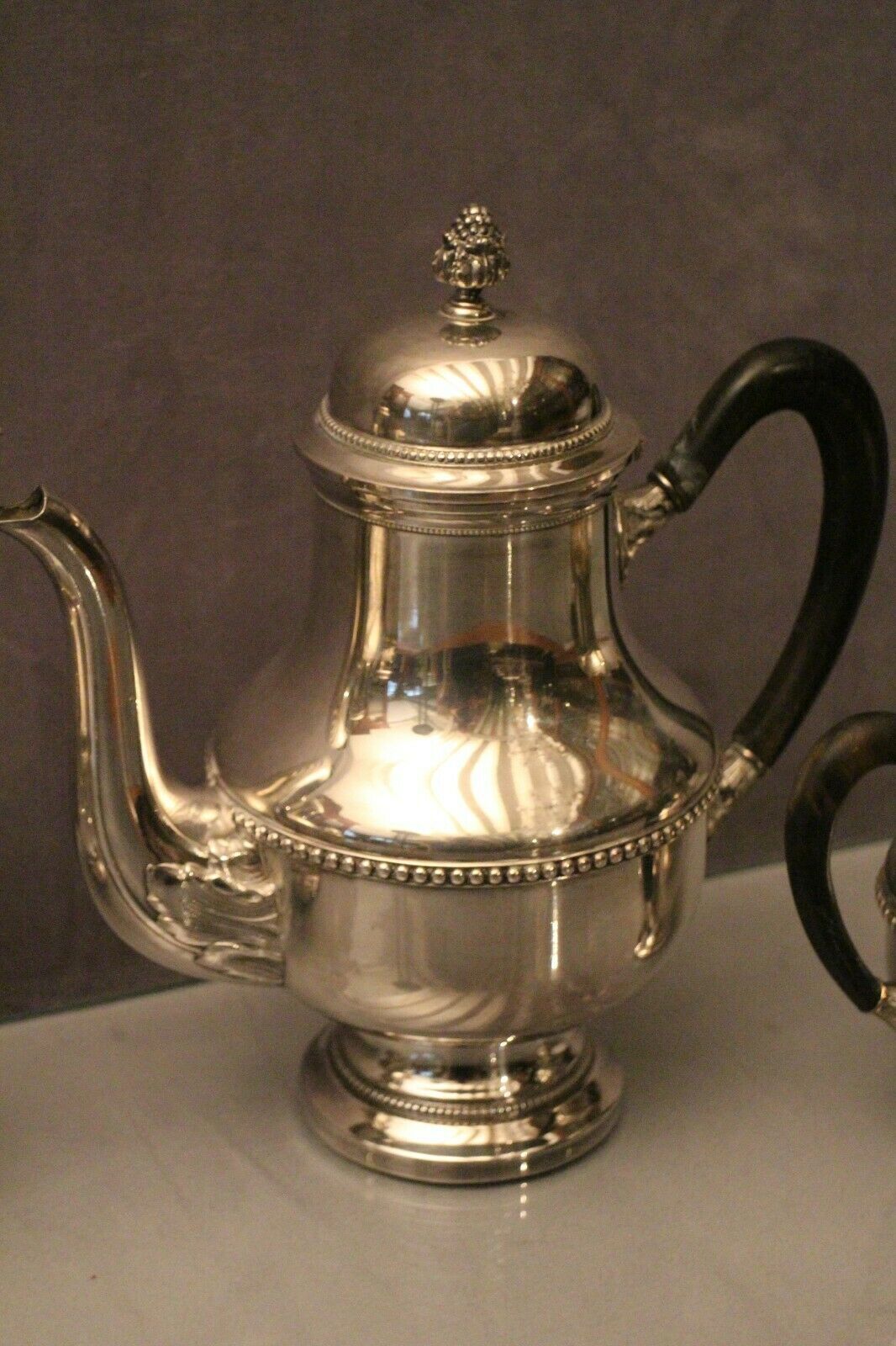 Louis XVI-style silver metal coffee teapot sugar maker