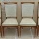 6 Vintage chairs in white beige imitation leather and solid wood with brass legs