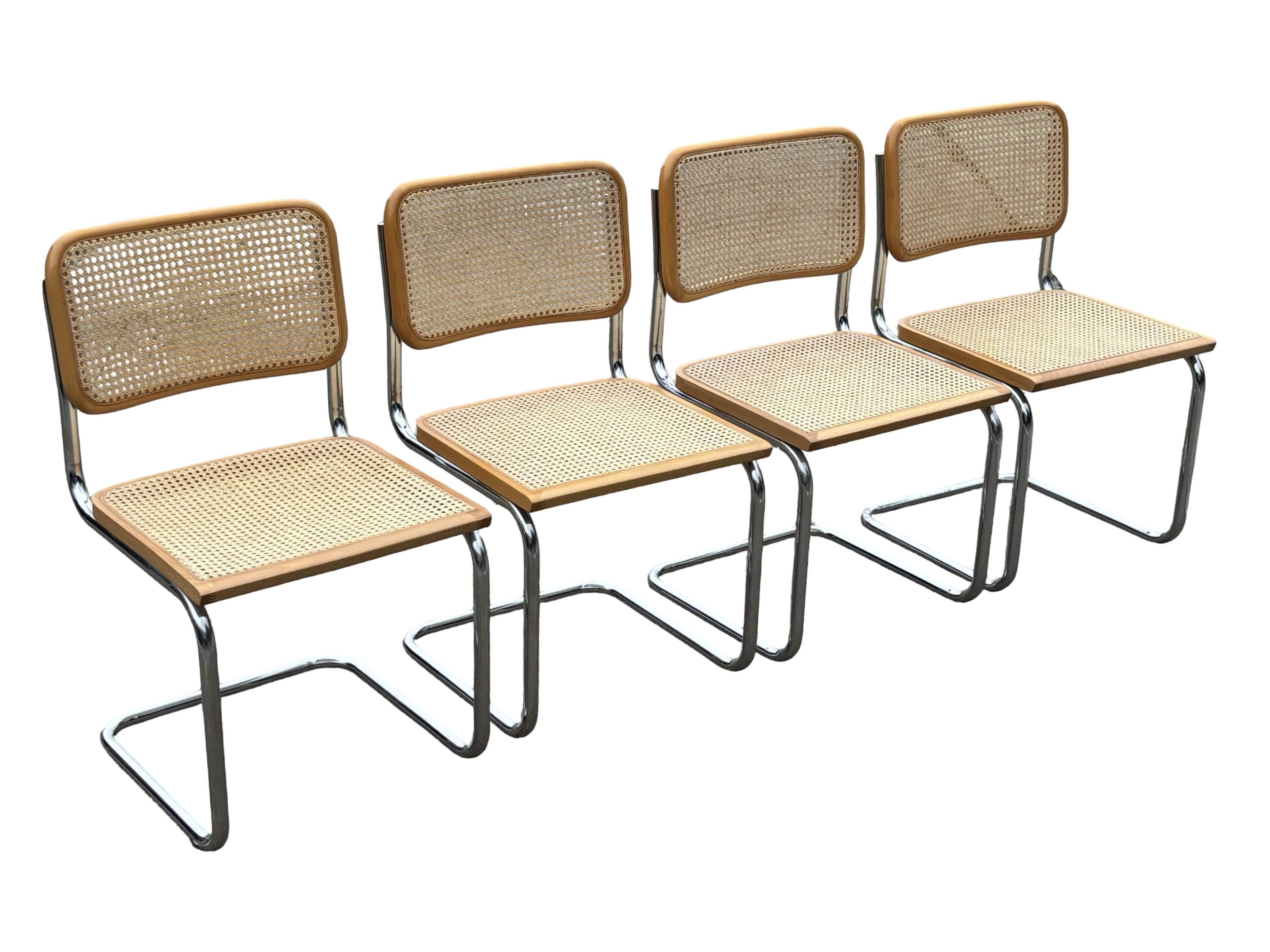 Set of 4 chairs Cesca B32 designed by Marcel Breuer design made in Italy