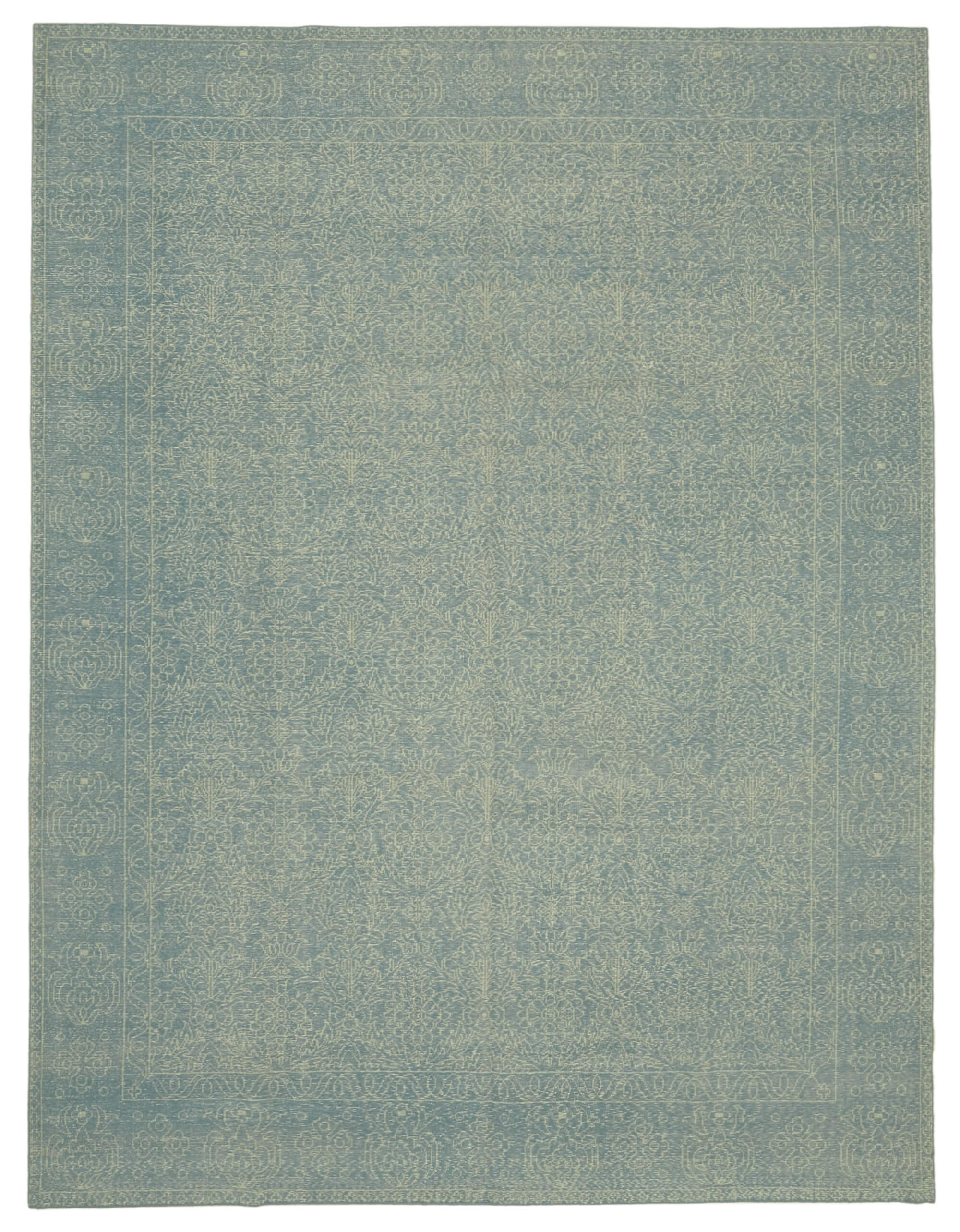 Hand-knotted persian antique 1970s 272 cm x 364 cm blue wool carpet