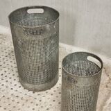 Vintage set of perforated metal waste bins