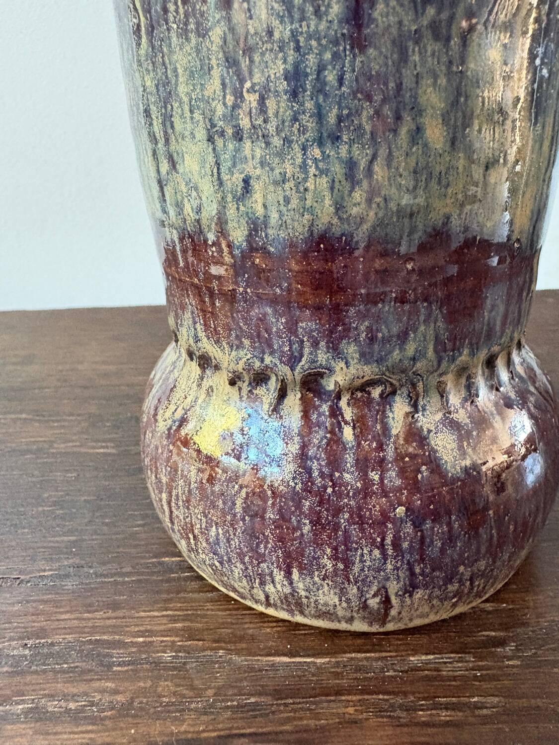 Vintage ceramic vase sign blue purple