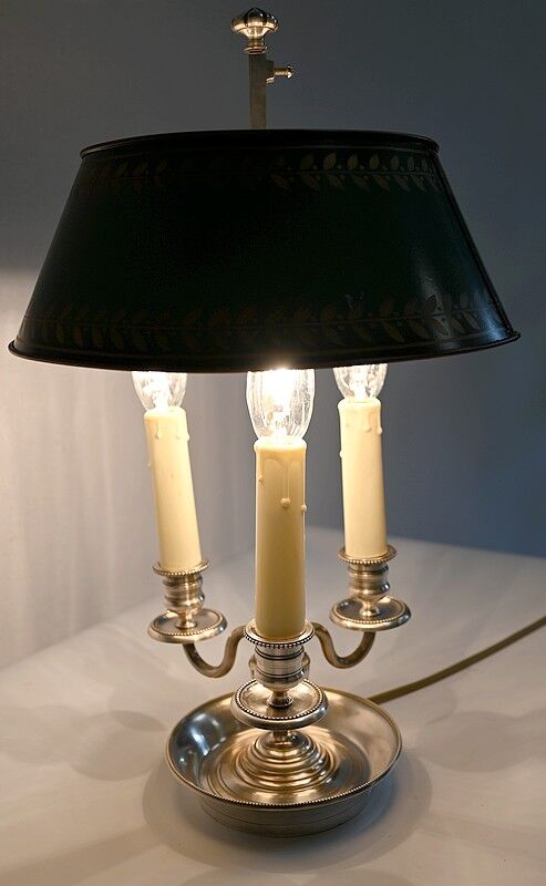 White metal bouillotte lamp, empire style – early twentieth century