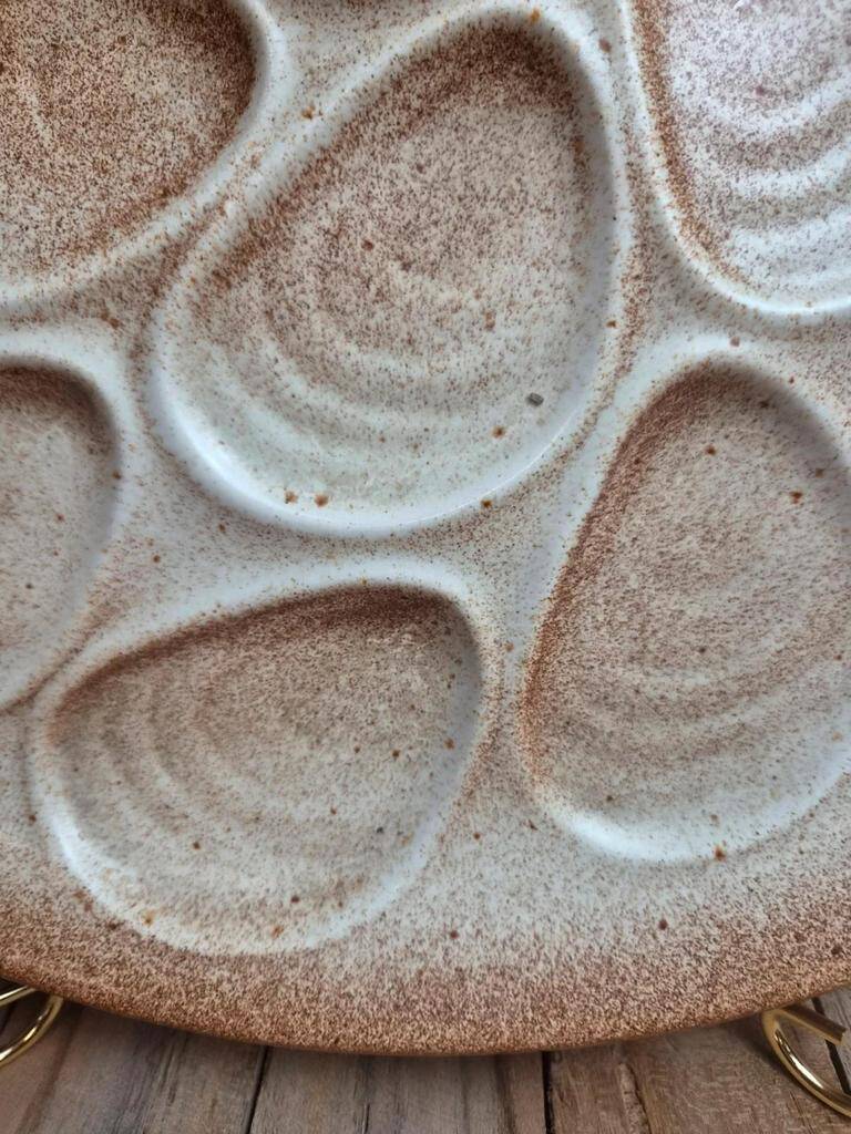 Large oyster plate Salins-les-Bains France vintage 41 cm