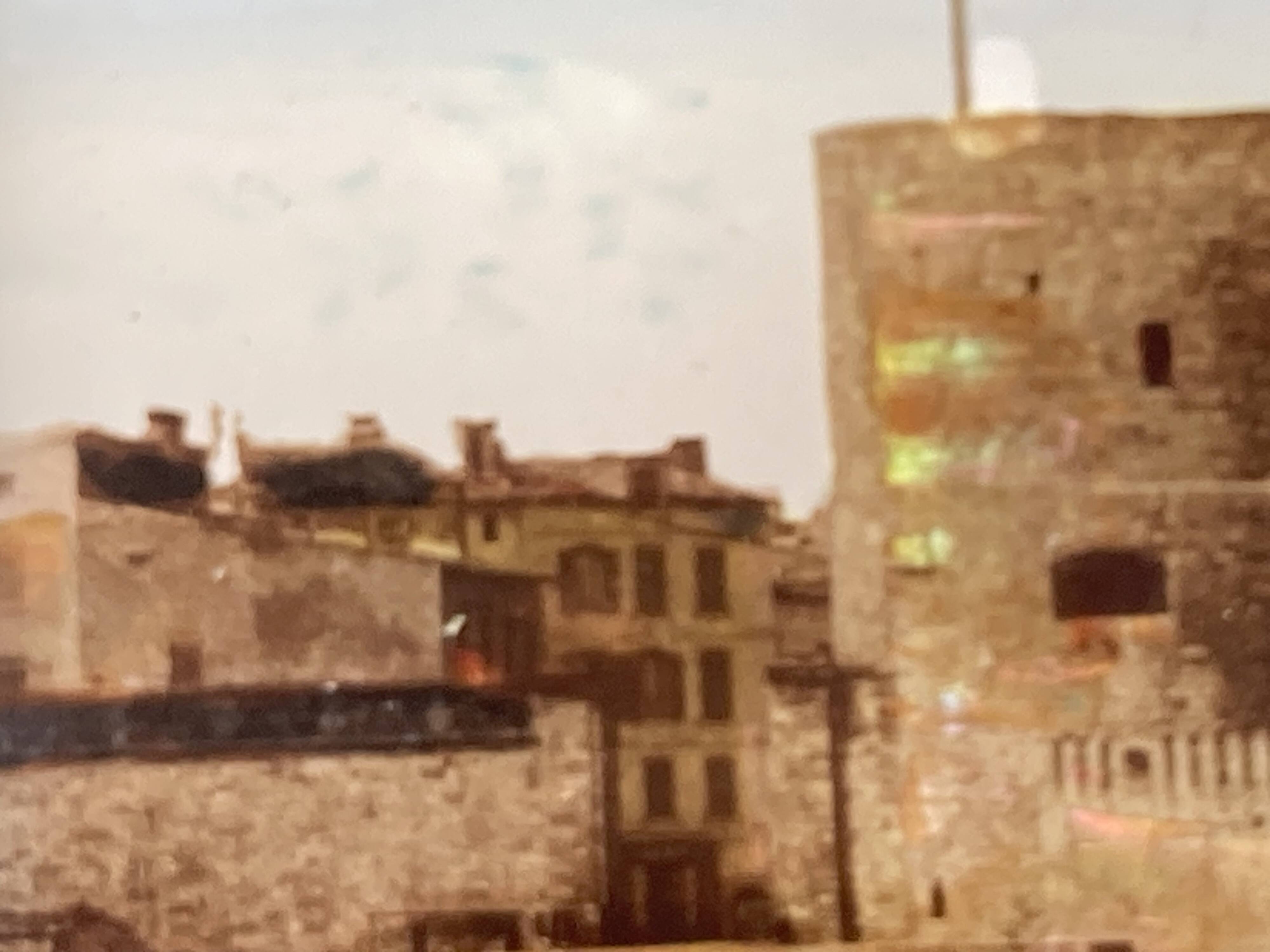 painting fixed under glass port of La Rochelle 19th century