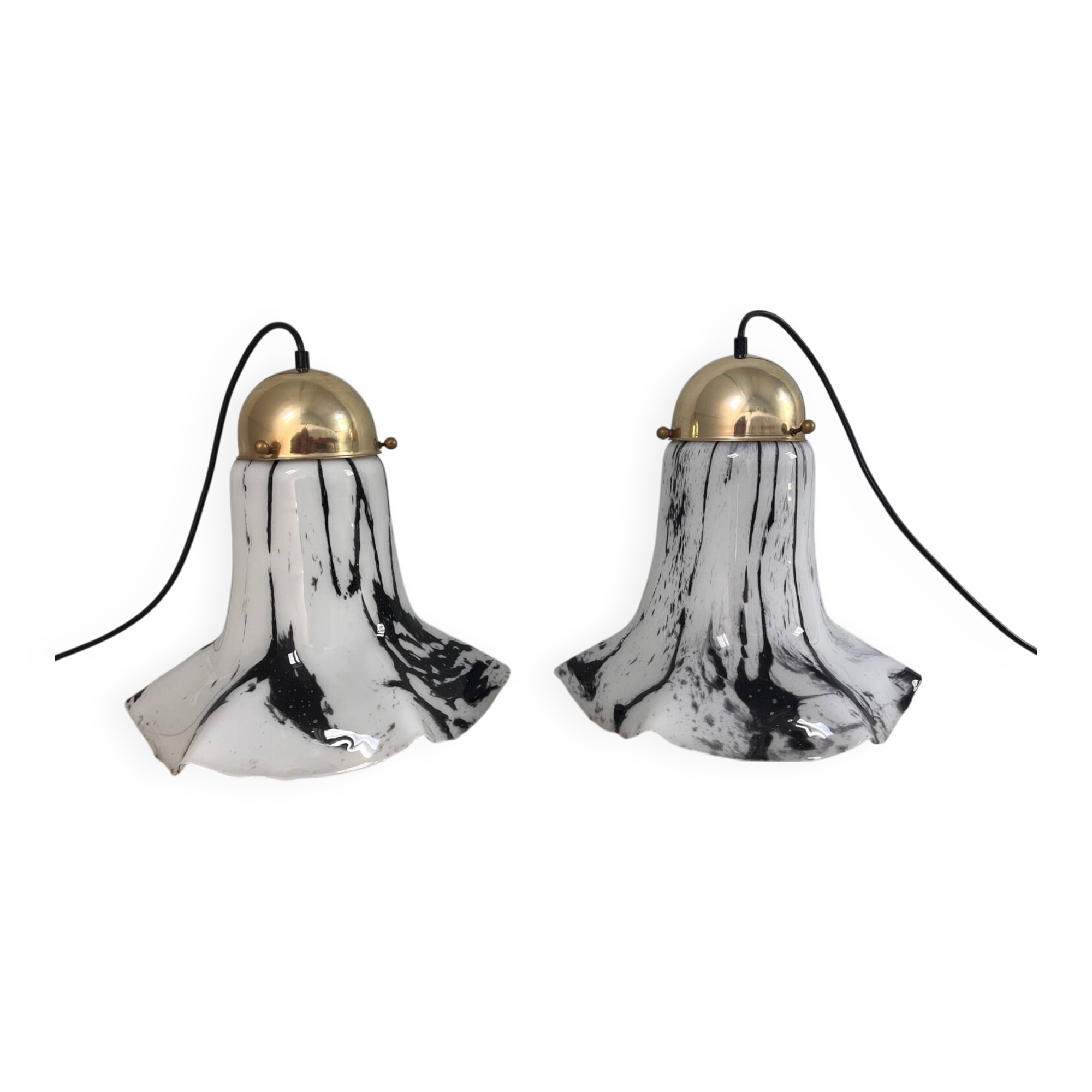 Glass pendant lights by Peill & Putzler, Petunia model 1970