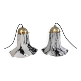 Glass pendant lights by Peill & Putzler, Petunia model 1970