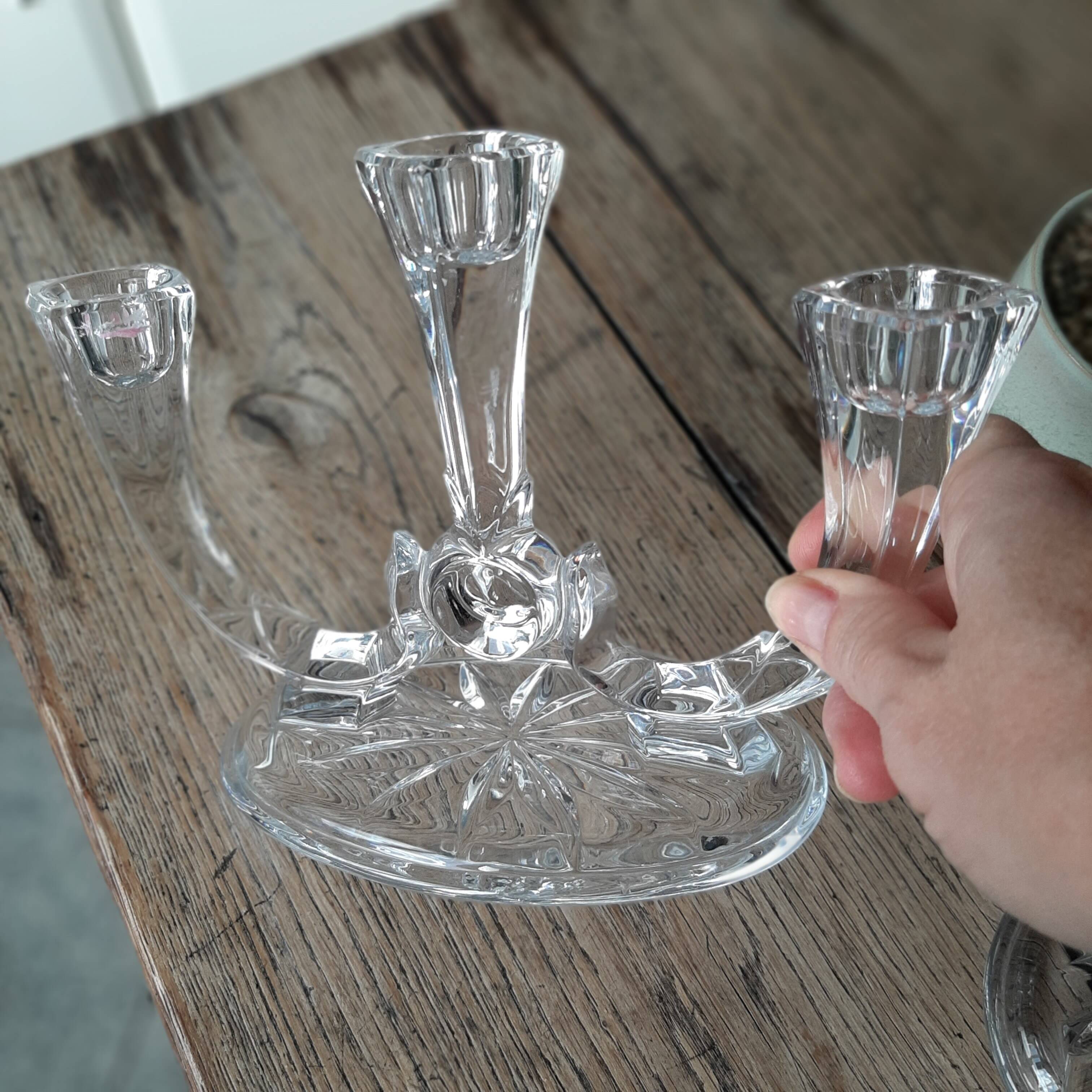 2 crystal candle holders