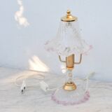 Pink Murano glass vintage table lamp, 1980s