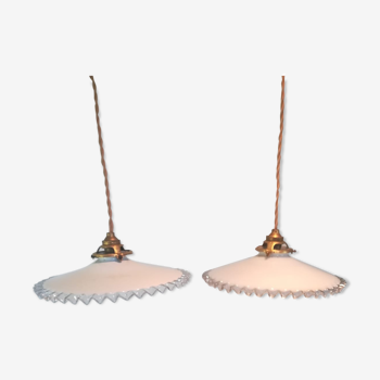 Pair of old opaline hanging