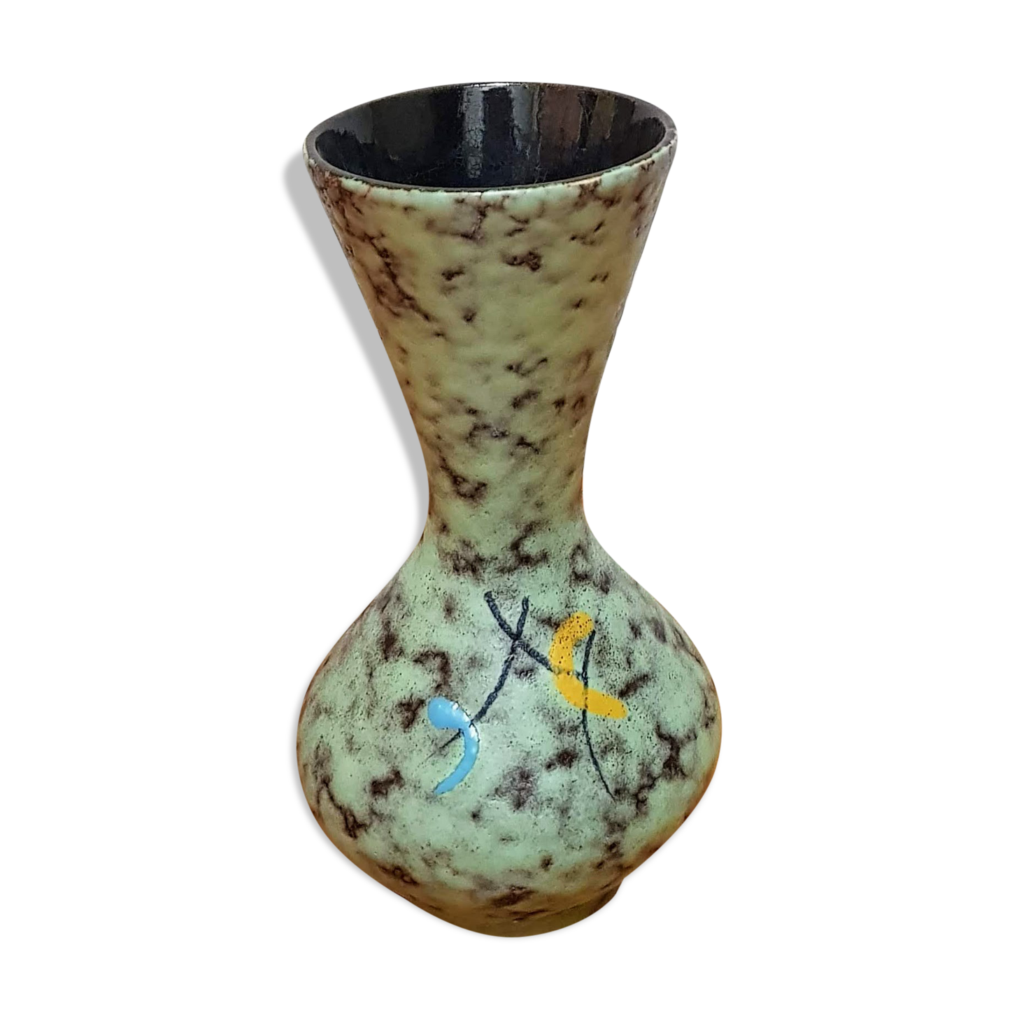 Vintage Fat Lava Scheurich Ceramic Vase, Hand-painted in the 1970s
