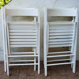 4 folding chairs made of 70's wood