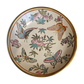 Assiette vide-poches asiatique motif Papillons sertie de laiton