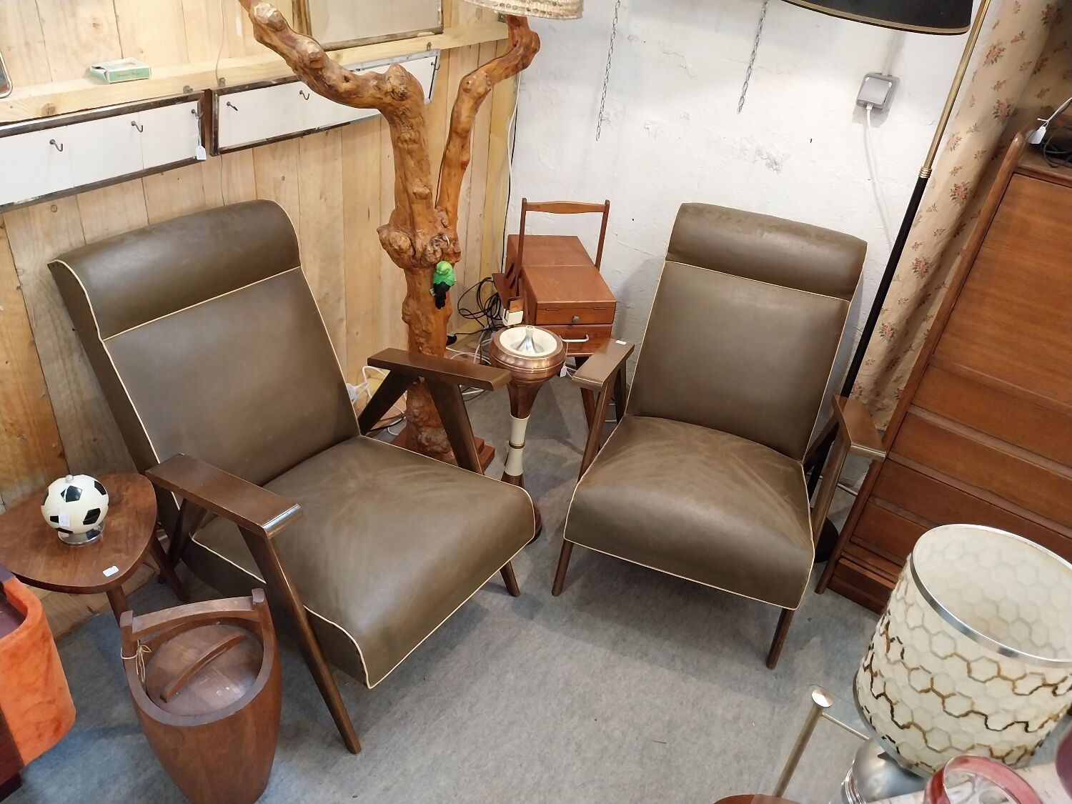 Midcentury green sky armchair